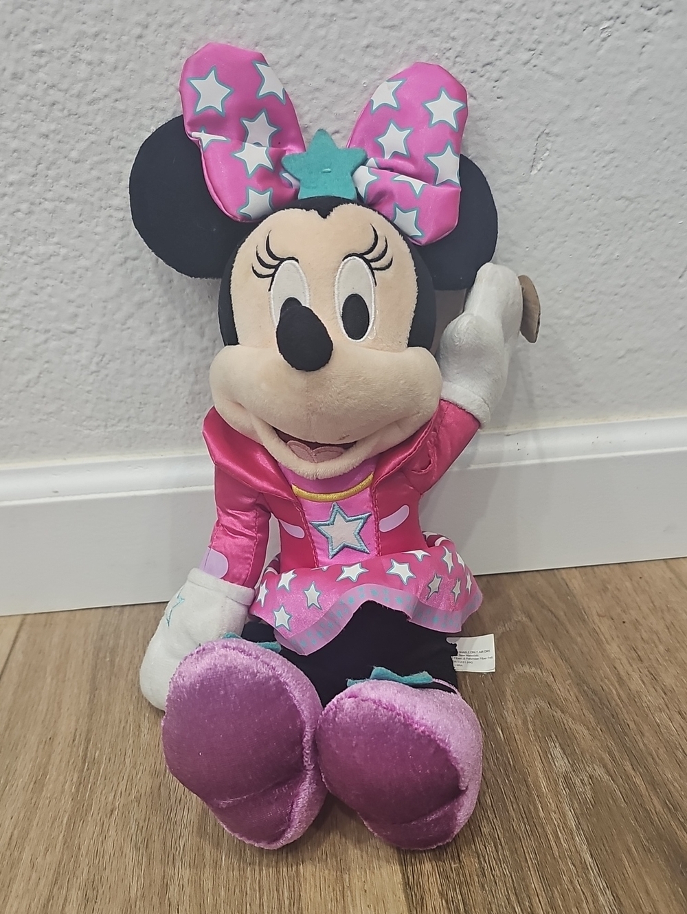 Talking Disney Minnie Mouse Pink Star Plush with Teal Accent